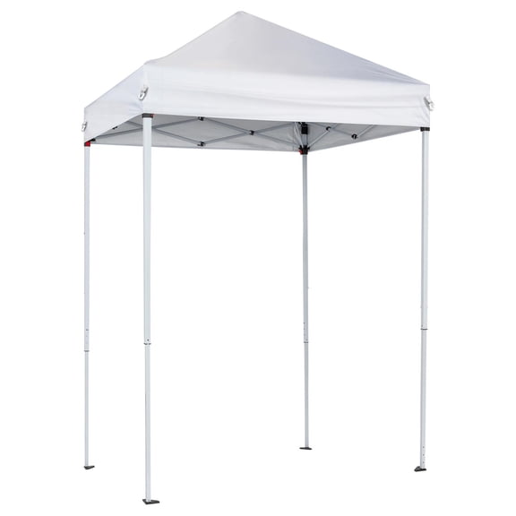 Spaco 5x5FT Outdoor Canopy with 4 Sidewalls, Sturdy Steel Frame, UV & Waterproof Silver-Coated Top, Thickened Sidewalls for Privacy, Ideal for Lawn & Patio, White