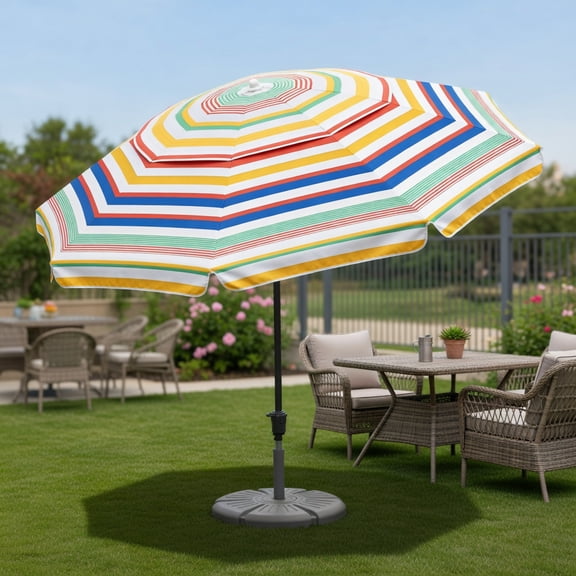 Spaco 6.5FT Portable Beach Umbrella, UPF50+ Sun Protection Push Button Tilt Vented Canopy, Lightweight Outdoor Shade for Camping Lawn Patio