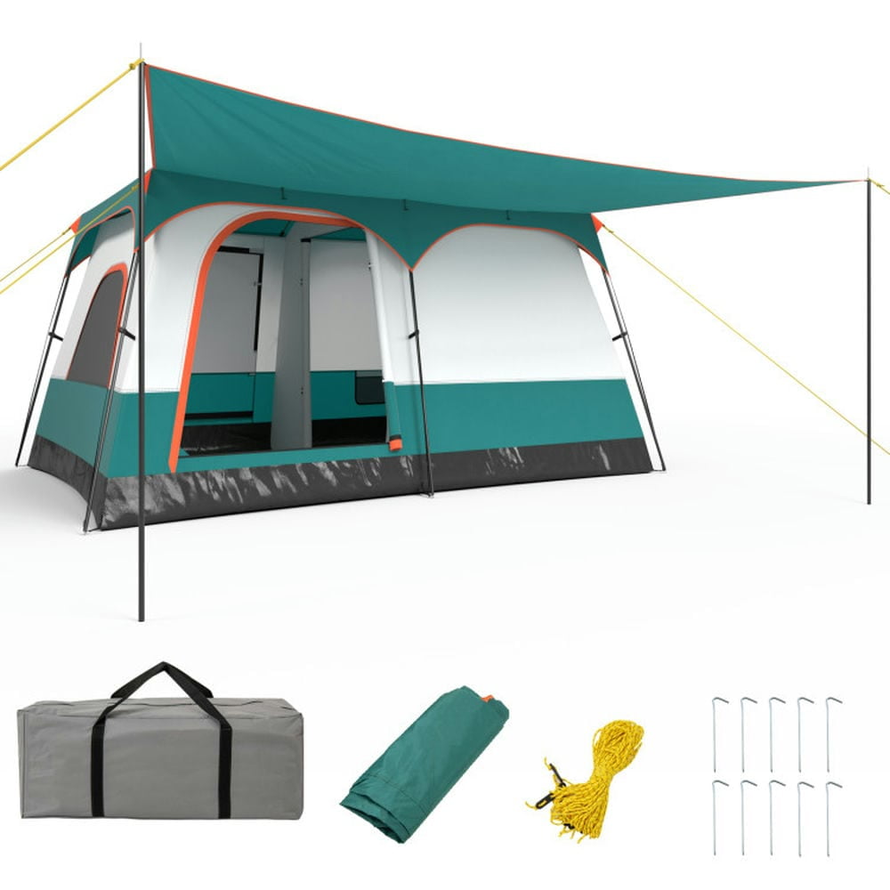 Spaco 6-8 Person Camping Tent with Double Rooms and 2 Doors, Camping Tent for Outdoor as Garden, Yard, Green Spaco 6-8 Person Camping Tent with Double Rooms and 2 Doors, Camping Tent for Outdoor as Garden, Yard, Green