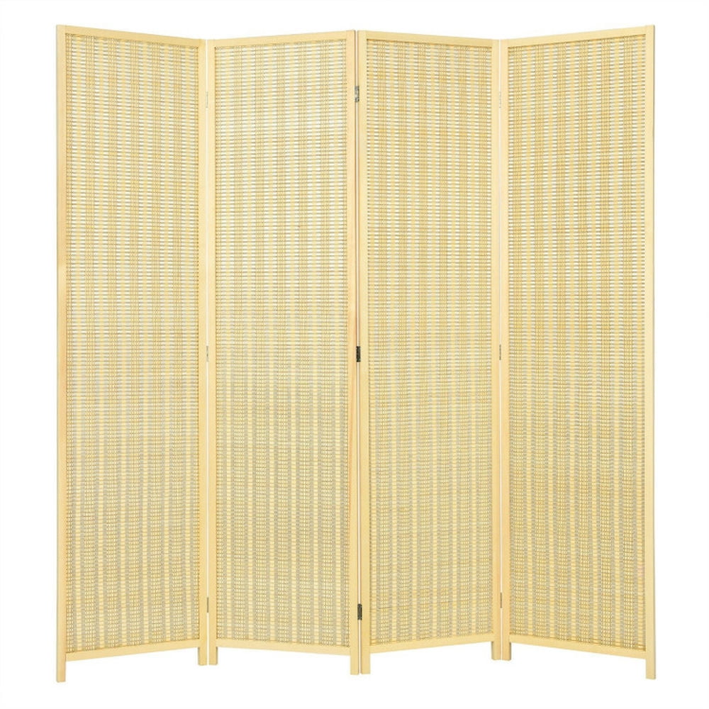Spaco 6 Ft 4 Panel Portable Folding Room Divider Screen, Standing Room Divider Screen with Six Hinges, Privacy Divider Screen for Indoor as Home, Natural