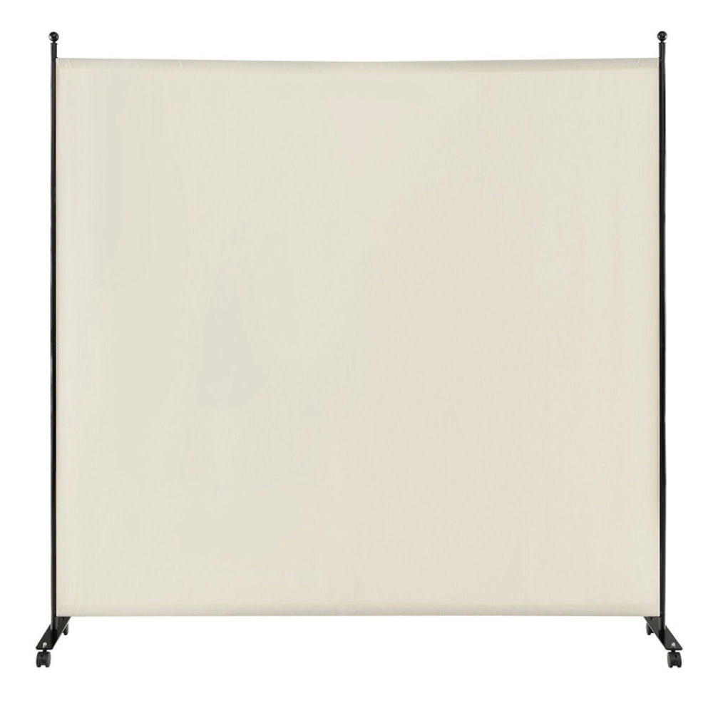 Spaco 6 Ft Single Panel Rolling Room Divider with Smooth Wheels, Functional Single Panel Room Divider, Folding Privacy Screen for Indoor, White