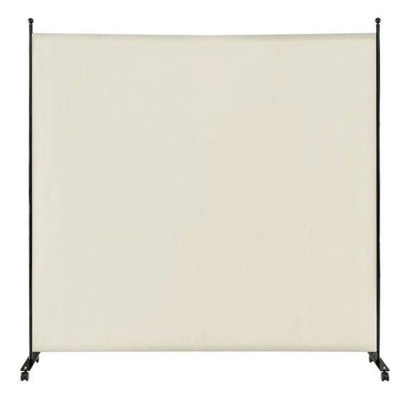 Spaco 6 Ft Single Panel Rolling Room Divider with Smooth Wheels, Functional Single Panel Room Divider, Folding Privacy Screen for Indoor, White