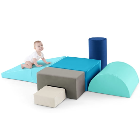 Spaco 6 Pieces Foam Climbing Blocks, Indoor Climb and Crawl Activity Playset with Rectangles, Building Blocks, Stacking Block Sets, Throwing Toys, Navy