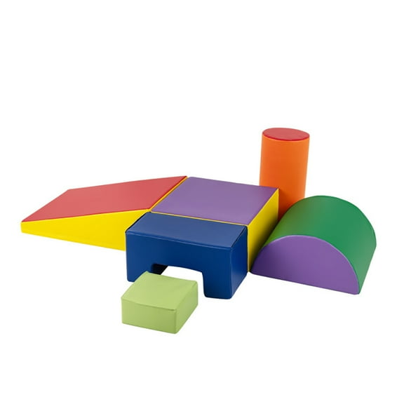 Spaco 6 Pieces Foam Climbing Blocks, Indoor Climb and Crawl Activity Playset with Rectangles, Climbers & Slides for Indoor and Outdoor, Purple