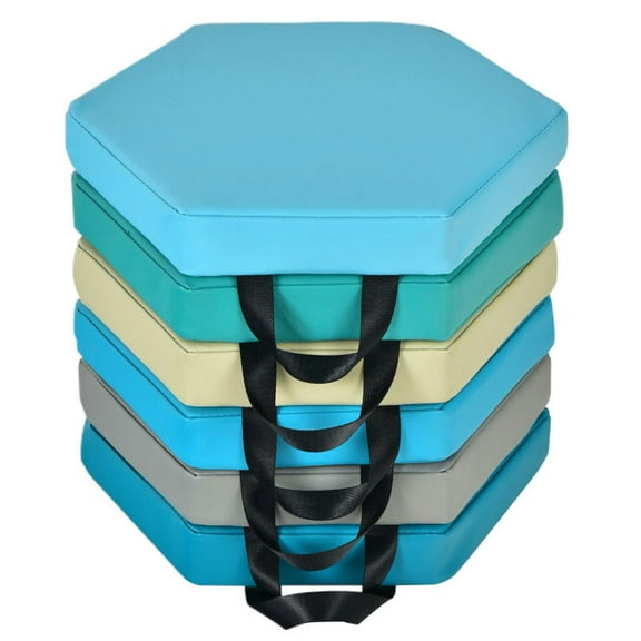 Spaco 6 Pieces Multifunctional Hexagon Toddler Floor Cushions Classroom Seating with Handles-Blue, Kids Couch for Kids