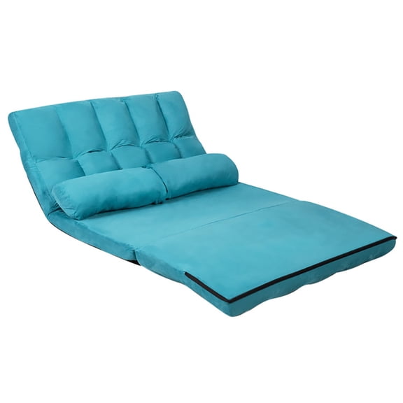 Spaco 6-Position Foldable Floor Sofa Bed with Detachable Cloth Cover-Blue, Foldable Lazy Sofa Sleeper Bed for Living Room and Bedroom