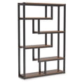 thumbnail image 1 of Spaco 6-Tier Bookshelf, 69" Industrial Etagere Bookcase with Staggered Shelves, Multi-Purpose Shelf, Brown, 1 of 4