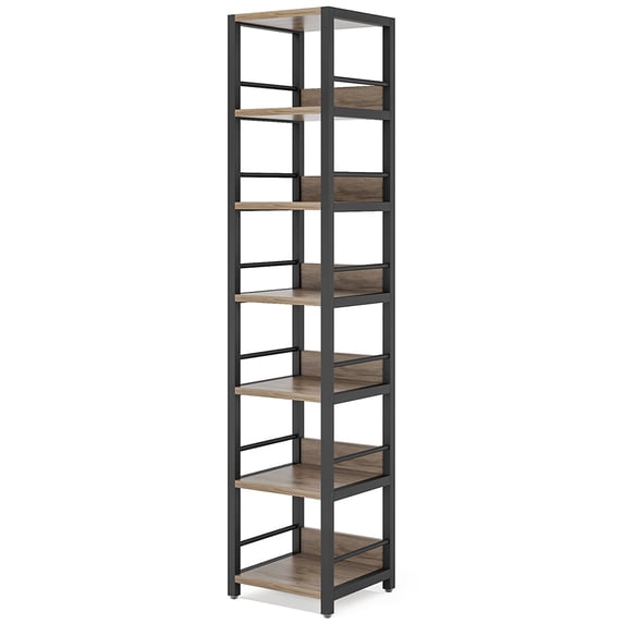 Spaco 6-Tier Corner Shelf, Narrow Etagere Bookshelf Storage Rack, Bookshelf for Indoor, Light Grey