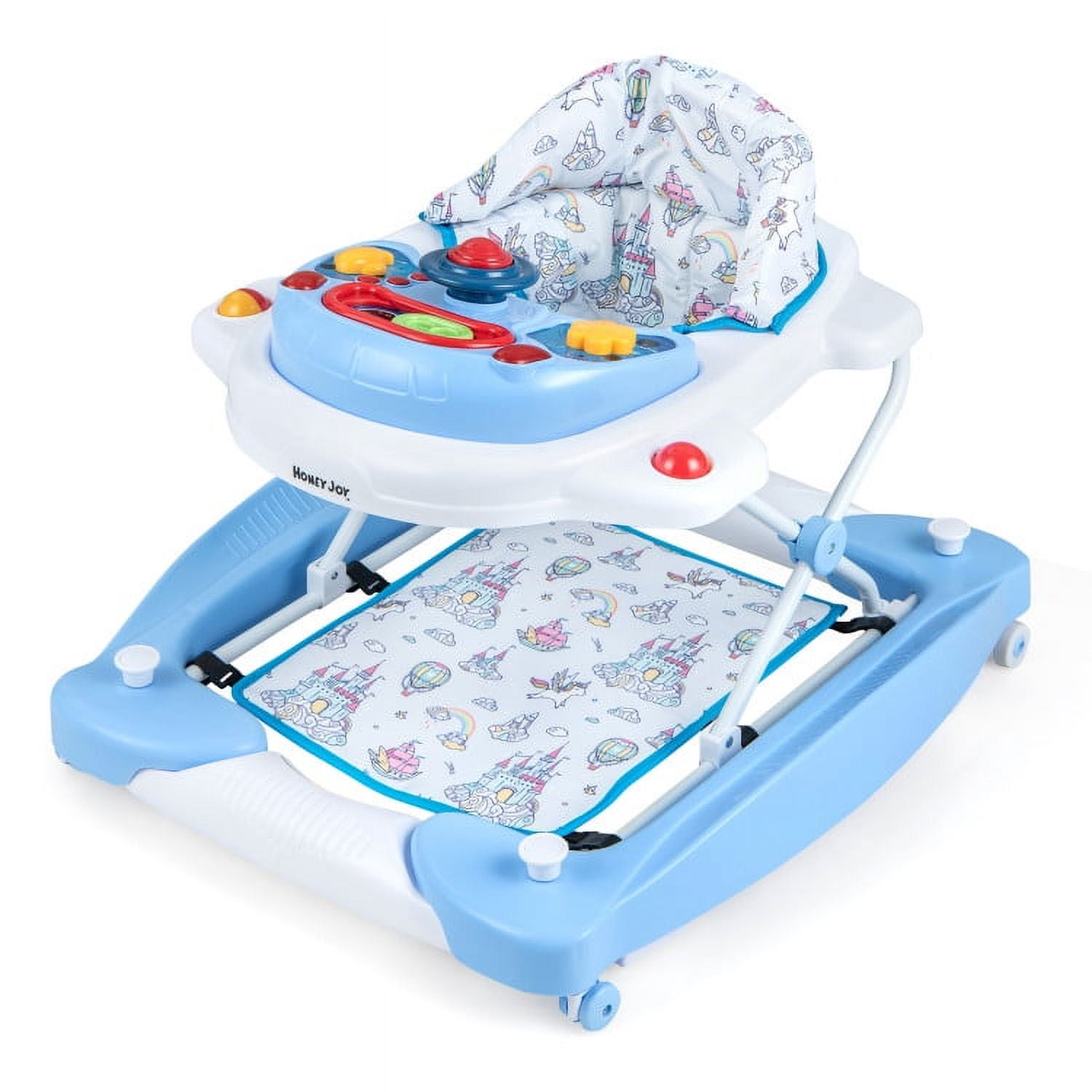 Spaco 6 in 1 Foldable Baby Walker with Adjustable Height-Blue, Baby Walker with Wheels for Boys Girls Babies Spaco 6 in 1 Foldable Baby Walker with Adjustable Height-Blue, Baby Walker with Wheels for Boys Girls Babies