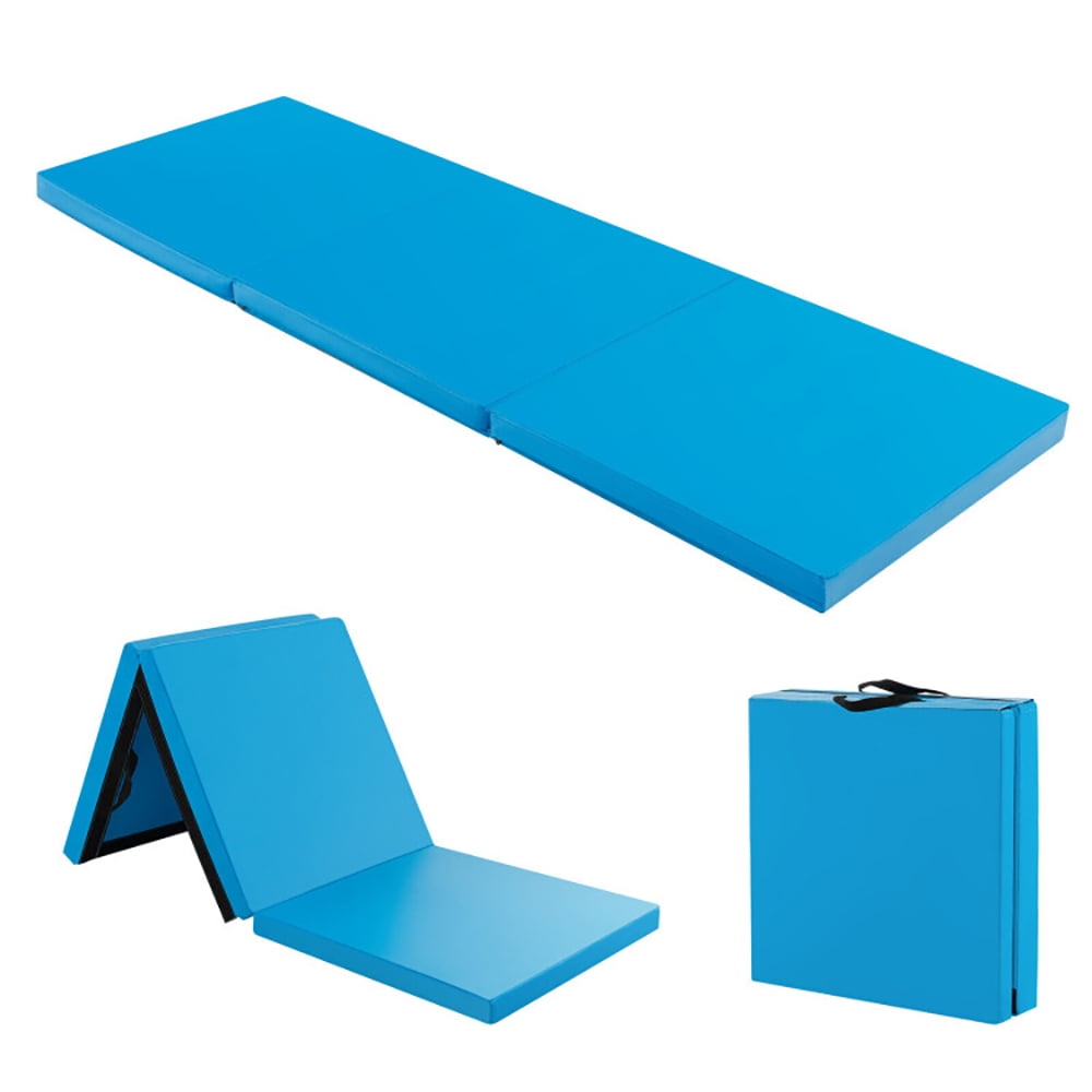 Spaco 6 x 2 FT Tri-Fold Gym Mat with Handles and Removable Zippered Cover-Blue, Folding Thick Exercise with Carrying Handles for MMA, Gymnastics, Stretching, Core Workouts Spaco 6 x 2 FT Tri-Fold Gym Mat with Handles and Removable Zippered Cover-Blue, Folding Thick Exercise with Carrying Handles for MMA, Gymnastics, Stretching, Core Workouts