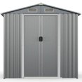thumbnail image 1 of Spaco 6 x 4 Feet Galvanized Steel Storage Shed with Lockable Sliding Doors, Multipurpose Storage Shed for Outdoor as Backyard, Garden, Patio, Lawn, Gray, 1 of 16