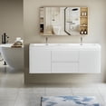 thumbnail image 1 of Spaco 60" Floating Bathroom Vanity with Sink, Modern Wall-Mounted Bathroom Storage Vanity Cabinet with Double Resin Top Basin and Two Soft Close Drawers, White, 1 of 14