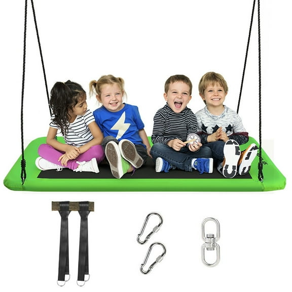 Spaco 60 Inches Platform Tree Swing Outdoor with 2 Hanging Straps-Green