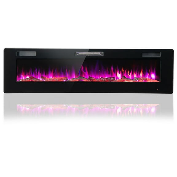 Spaco 60 Inches Ultra-thin Electric Fireplace with Remote Control and Timer Function, Electric Fireplace Insert, Wall Recessed/Mounted, Freestanding Fireplace
