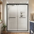 thumbnail image 1 of Spaco 60x76 Inch 5/16" Thick Bypass Shower Door with Matte Black Outer Frame, Tempered Glass/Steel/Aluminum, Adjustable Width, ZigZag Overlap Design, Leak-Proof Seal, Matte Black, 1 of 7