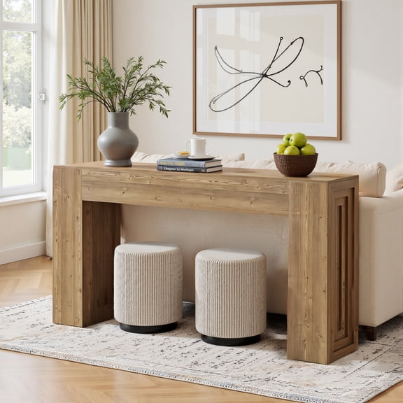 Spaco 63" Console Table with Robust Wood Construction, Rustic Sofa Entryway Table, Console Table for Indoor, Brown