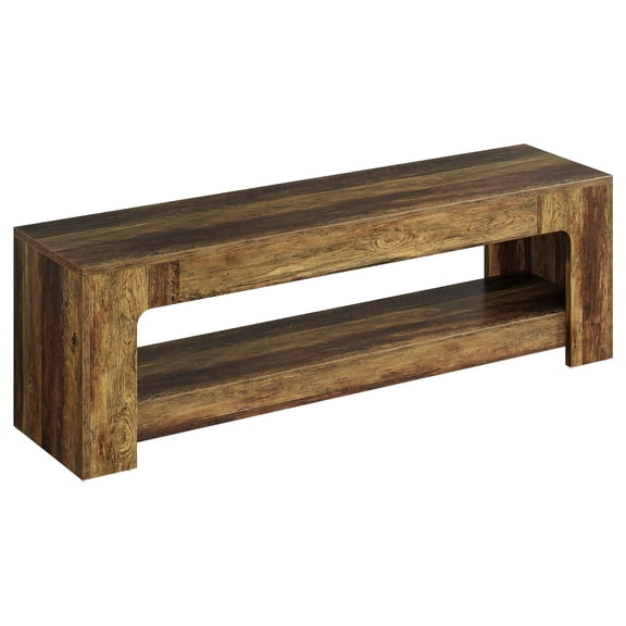 Spaco 63" Farmhouse Rustic TV Console, Storage Shelves + Cabinets, Fits 55/60/65/75" TVs, Entertainment Center, for Living Room/Bedroom, Brown