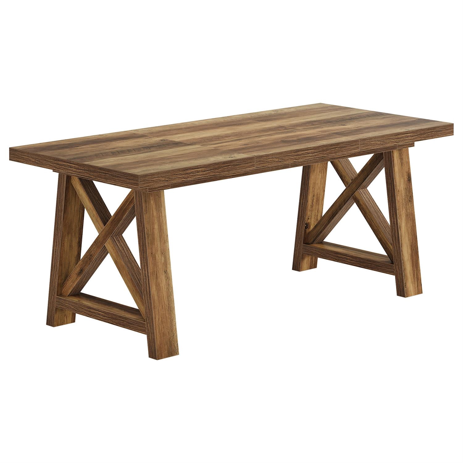 Spaco 63" Rectangular Farmhouse Dining Table for 4-6, X-Shaped Solid ...