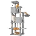 thumbnail image 1 of Spaco 66-Inch Cat Tree, 3 Perches & 2 Condos, Plush Cover, Reinforced Base for Multi-Cat Household, Gray, 1 of 7