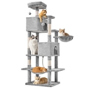 Spaco 66-Inch Cat Tree Tower, 3 Perches 2 Condos, Plush Covering, Reinforced Base for Multi-Cat Family Indoor Use, Gray