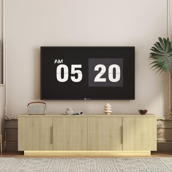 Spaco 68" TV Stand with 16-Color LED Lights, Modern Media Cabinet & Entertainment Center for 55–65 Inch Televisions, Brown