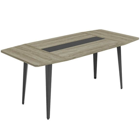 Spaco 6FT Conference Table, Modern Boat Shaped Meeting Table, Table for Indoor as Home Office, Gray