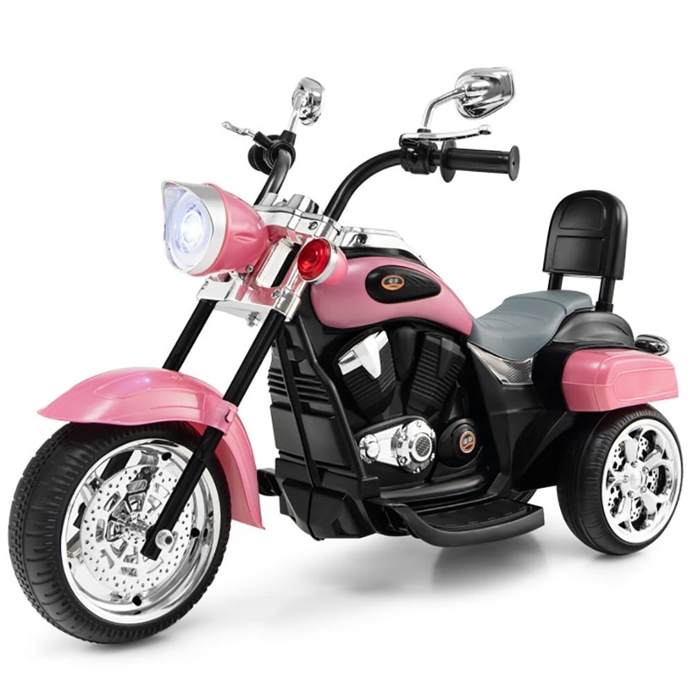 GLACER Kids Ride-On Motorcycle - 6V Battery Powered, 3 Wheels With Training Wheels, Music & Lights