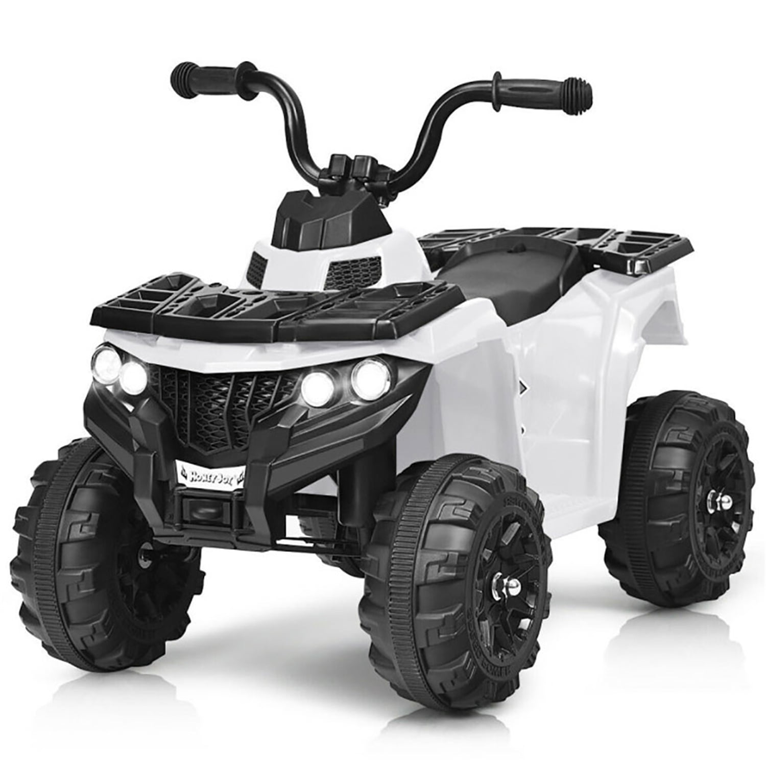 Spaco 6V Battery Powered Kids Ride On ATV 4-Wheeler Quad, Toddler Ride On Toy wite MP3 & LED Headlight, White