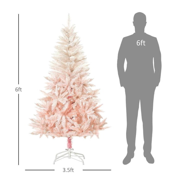 Spaco 6ft Unlit Spruce Artificial Christmas Tree with Realistic Branches and 800 Tips, Christmas Tree for Indoor Holiday Decoration, Pink