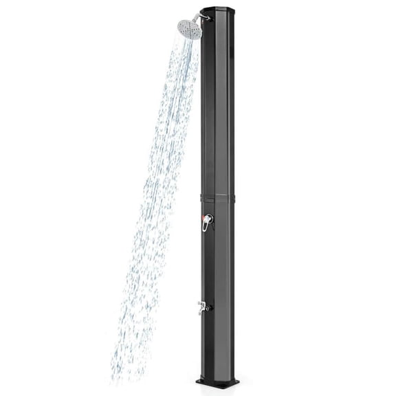 Spaco 7.5 Feet 15.9 Gallon Solar Heated Outdoor Shower with Shower Head, Outdoor Shower, Black