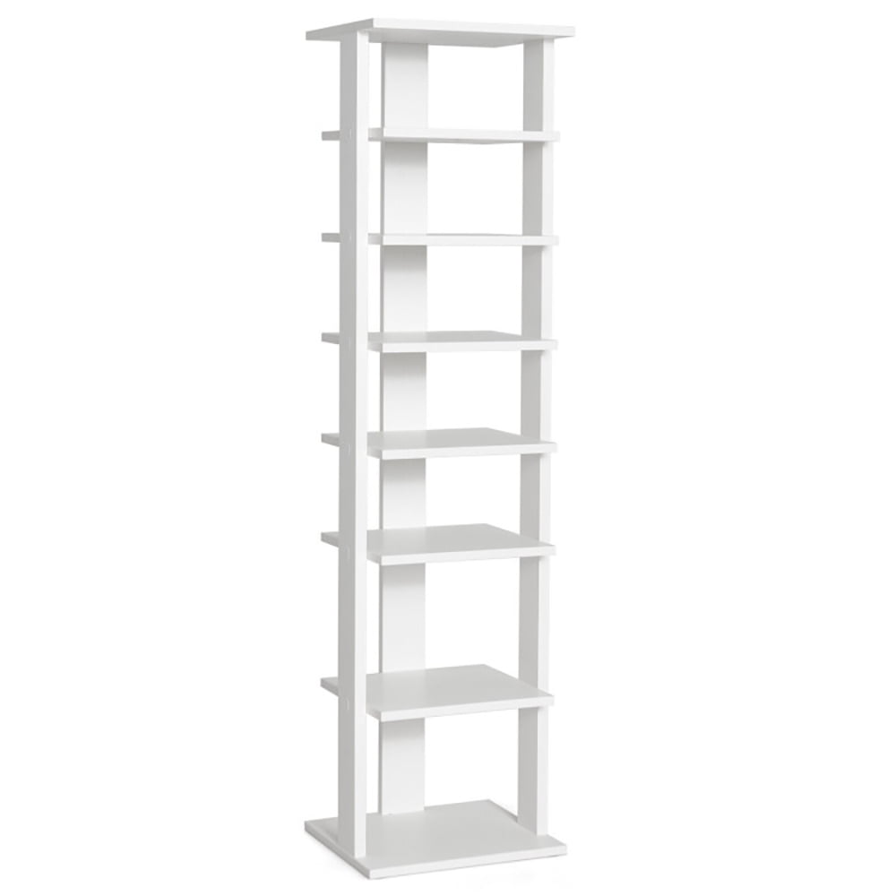 Spaco 7-Tier Slim Wooden Vertical Shoe Rack for Entryway-White, Shoe Storage Organizer for Entryway & Closet