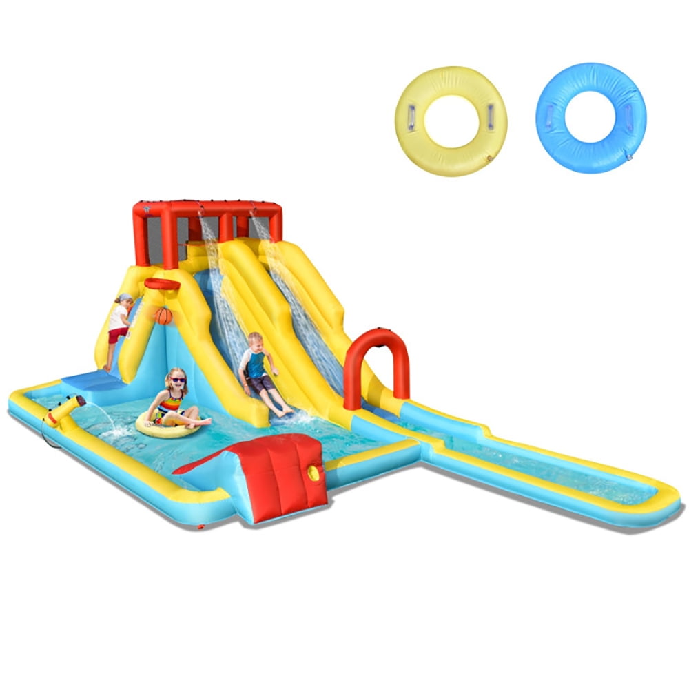Spaco 7-in-1 Inflatable Dual Slide Water Park Bounce House Without Blower, Jumping Castle Family Backyard Bouncy Castle, Durable Sewn with Extra Thick Material, Idea for Kids