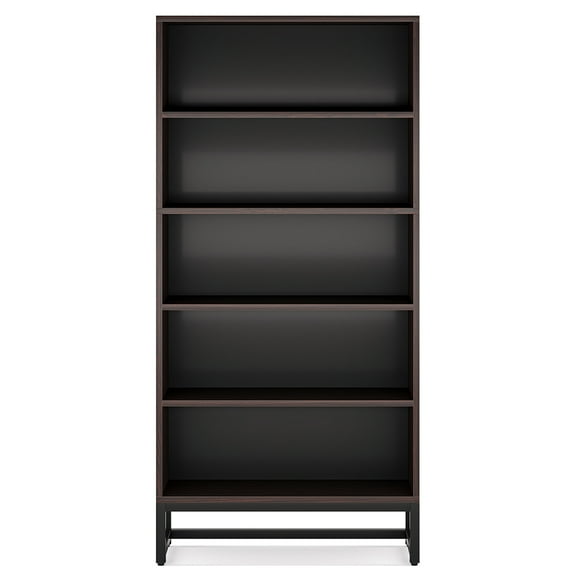 Spaco 70.8" Bookcase, Large Bookshelf Organizer with 5-Tier Storage Shelves, Versatile Bookshelf with Thick Particleboard and Robust Powder-Coated Metal Frame, Black