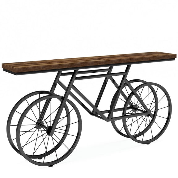 Spaco 70.9" Console Table, Extra Long Sofa Table with Bicycle Base, Console Table for Indoor as Home, Living Room, Brown & Black