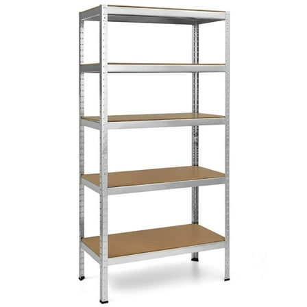 Spaco 71 inch Heavy Duty Steel Adjustable 5 Level Storage Shelves, Handy Storage Shelves, Silver