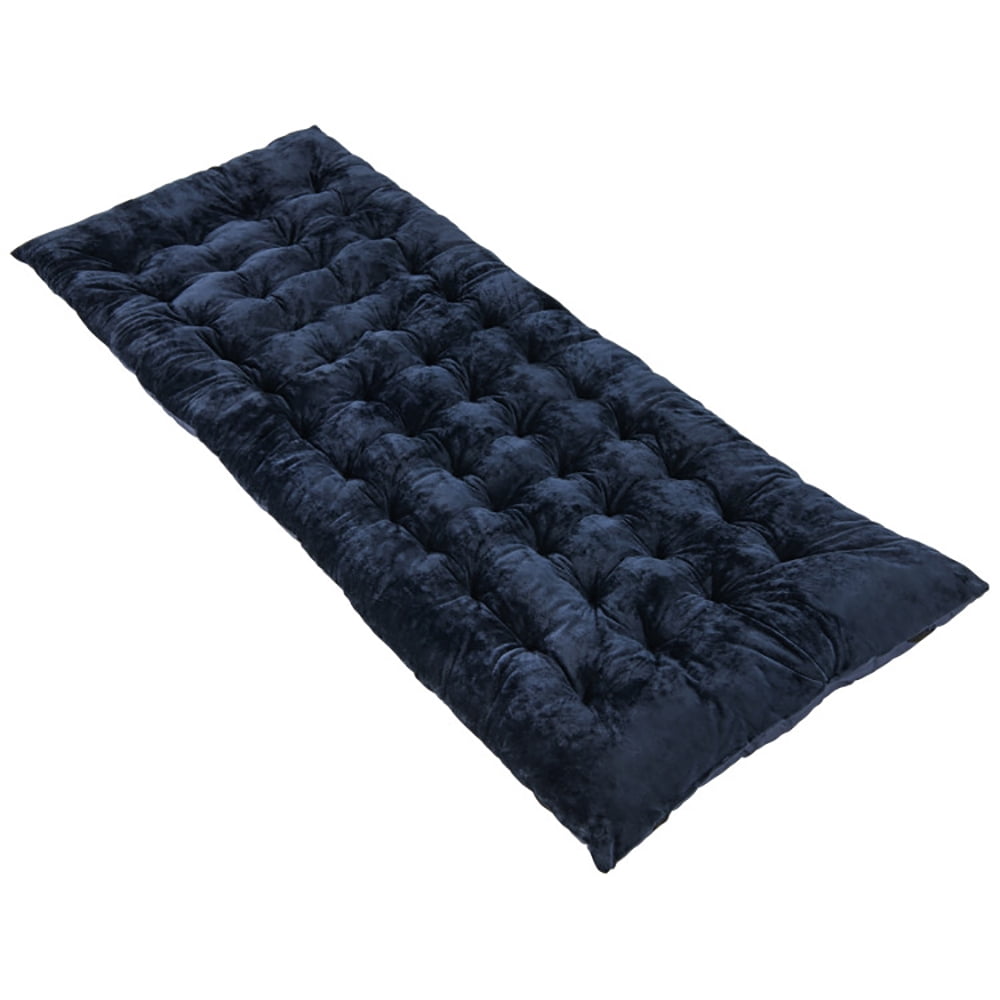 Navy Blue Crystal Velvet Camping Cot Pad with Foam Fill