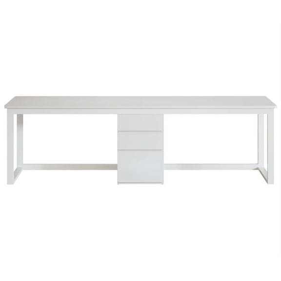 Spaco 78.7" 2 Person Computer Desk, 3 Storage Drawers, Extra Long Double Workstation, for Home Office Shared Workspace, White