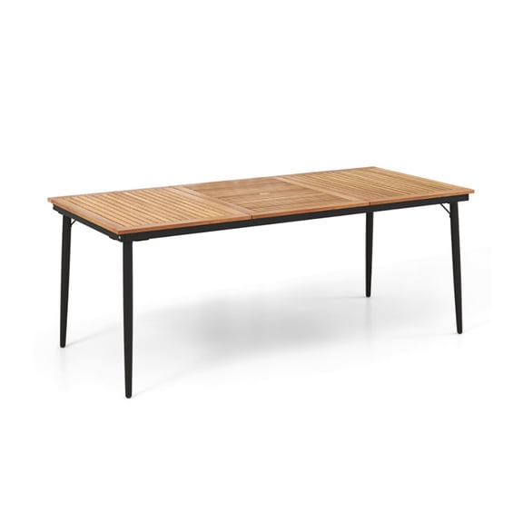 Spaco 79" Acacia Wood Outdoor Dining Table for 8 with 1.9" Umbrella Hole, Furniture Conversation Sets, Coffee Table for Garden, Poolside, Backyard