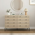 thumbnail image 1 of Spaco 8-Drawer Double Dresser with Metal Legs and Handles, Wooden Bedroom Furniture Chest of Drawers, Mid-century Style Dresser for Indoor as Living Room, Bedroom, Natural, 1 of 16