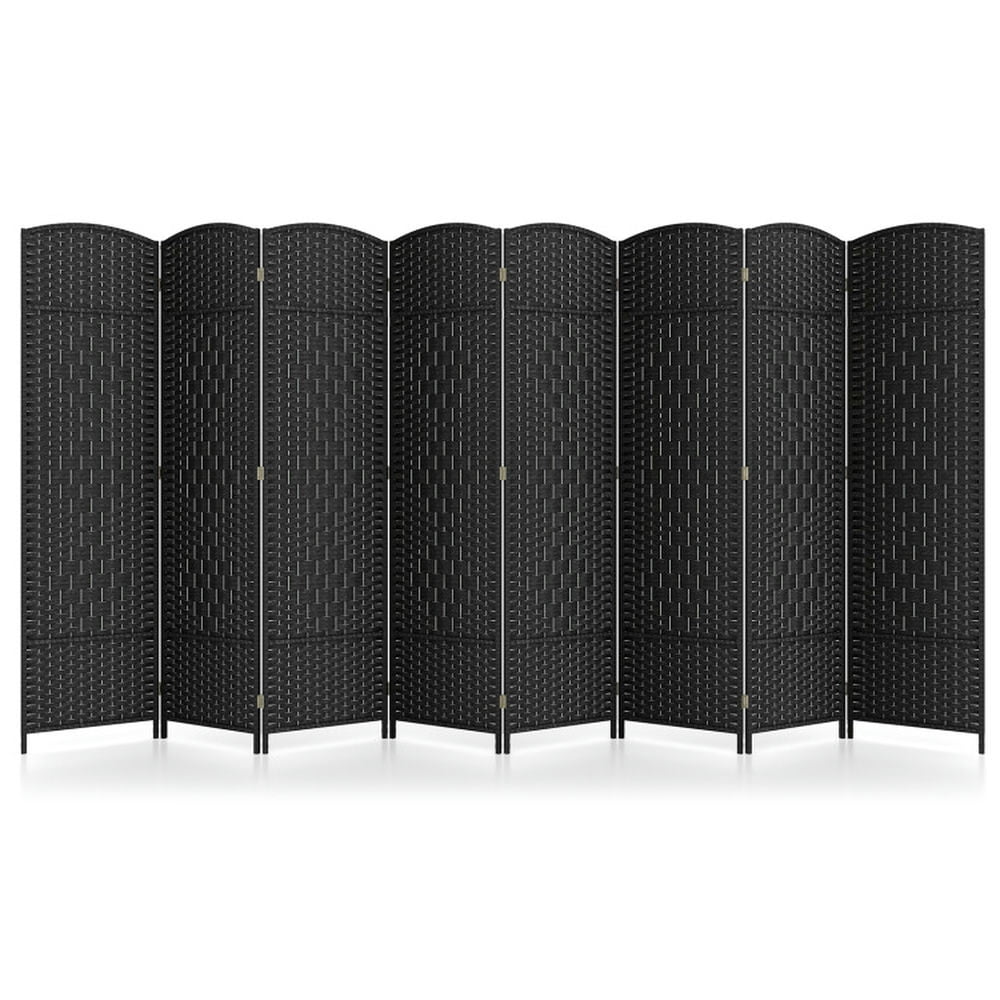 Spaco 8-Panel 8 Feet Tall Room Divider, Folding Room Divider with Hand-Woven Texture, Privacy Screen with Solid Wood Frame for Indoor, Black Spaco 8-Panel 8 Feet Tall Room Divider, Folding Room Divider with Hand-Woven Texture, Privacy Screen with Solid Wood Frame for Indoor, Black