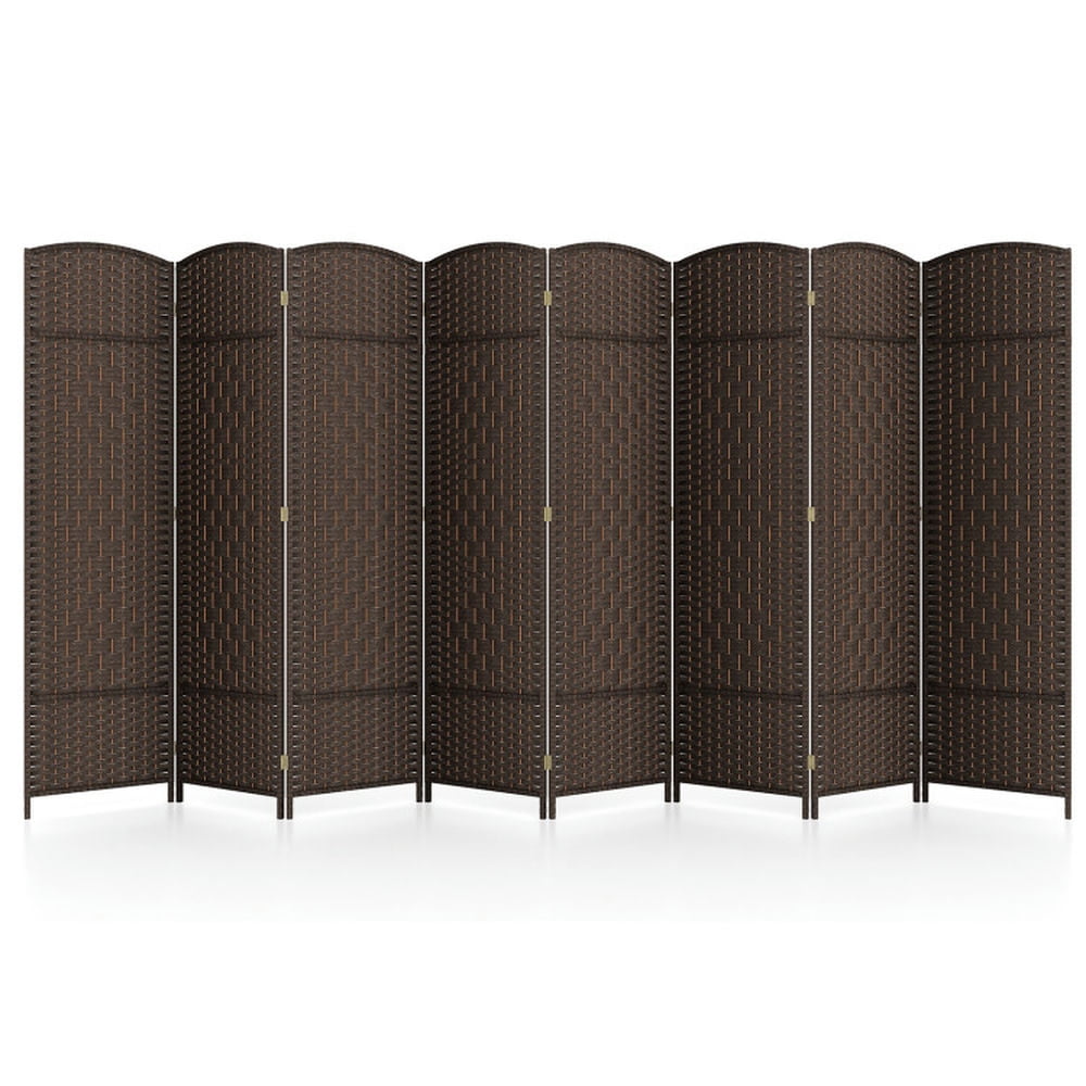 Spaco 8-Panel 8 Feet Tall Room Divider, Folding Room Divider with Hand-Woven Texture, Privacy Screen with Solid Wood Frame for Indoor, Brown Spaco 8-Panel 8 Feet Tall Room Divider, Folding Room Divider with Hand-Woven Texture, Privacy Screen with Solid Wood Frame for Indoor, Brown