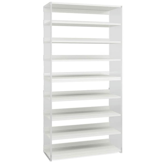 Spaco 8-Tier Bookshelf, 31.5"L x 11.8"W x 63"H Acrylic Bookcase Storage Display Shelf for Indoor as Home, Office, White