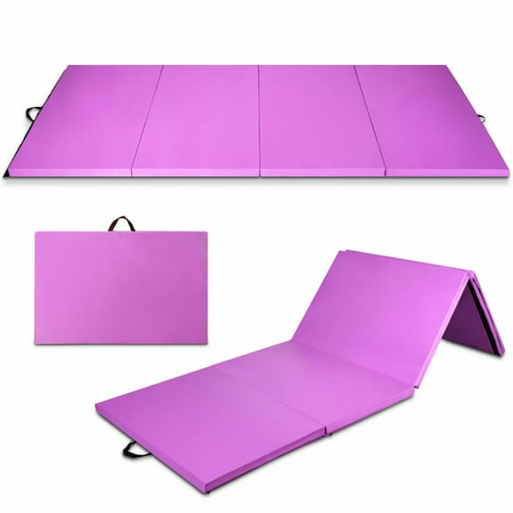 Spaco 8 x 4 Feet Folding Gymnastics Tumbling Mat-Purple, Folding Thick Exercise with Carrying Handles for MMA, Gymnastics, Stretching, Core Workouts