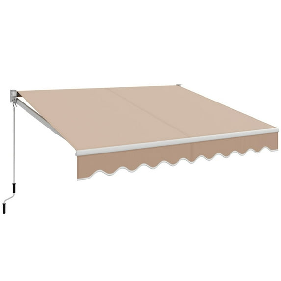 Spaco 8 x 6.6 Feet Patio Retractable Awning with Manual Crank Handle-Beige, Entry Door Outdoor Window Awning Exterior, Front Door Overhang Awning for Sun Shutter, UV, Rain