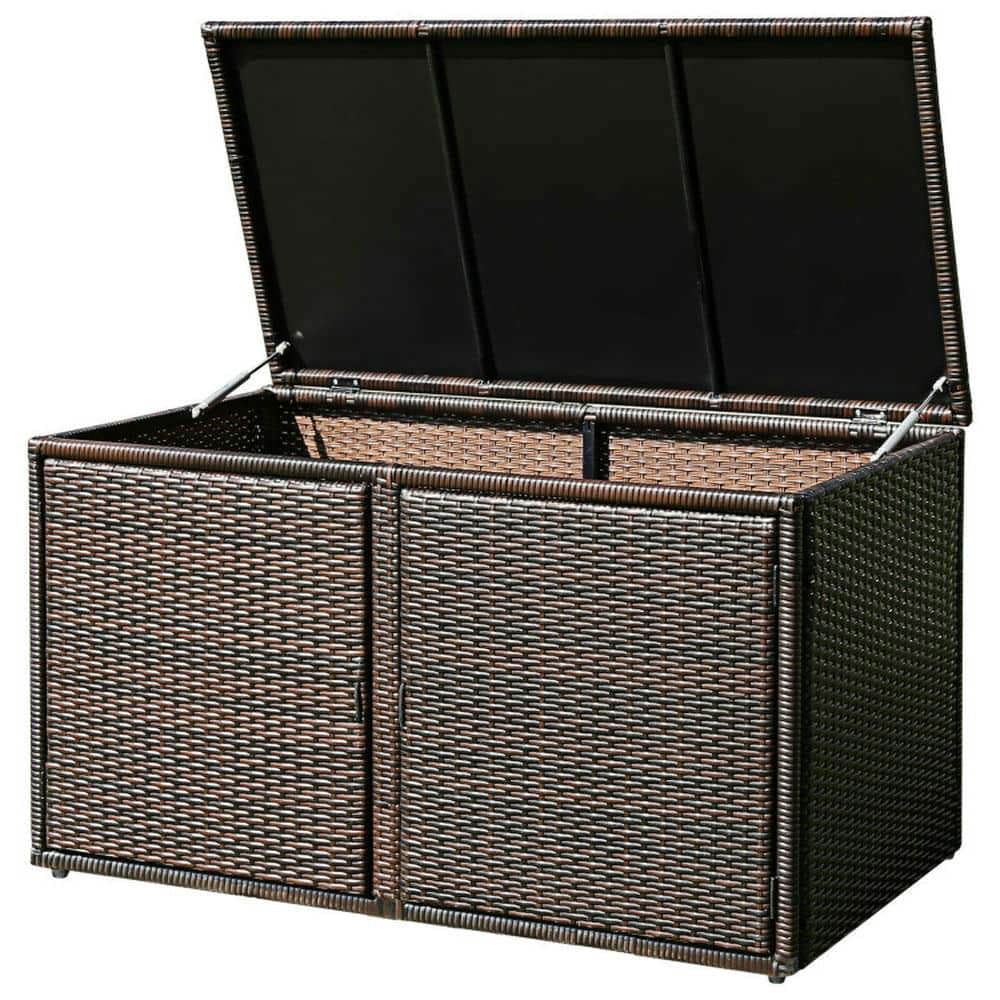 Outside Rattan Storage Spaco 88 Gallon Garden Patio Rattan Storage Container Box, Versatile ...