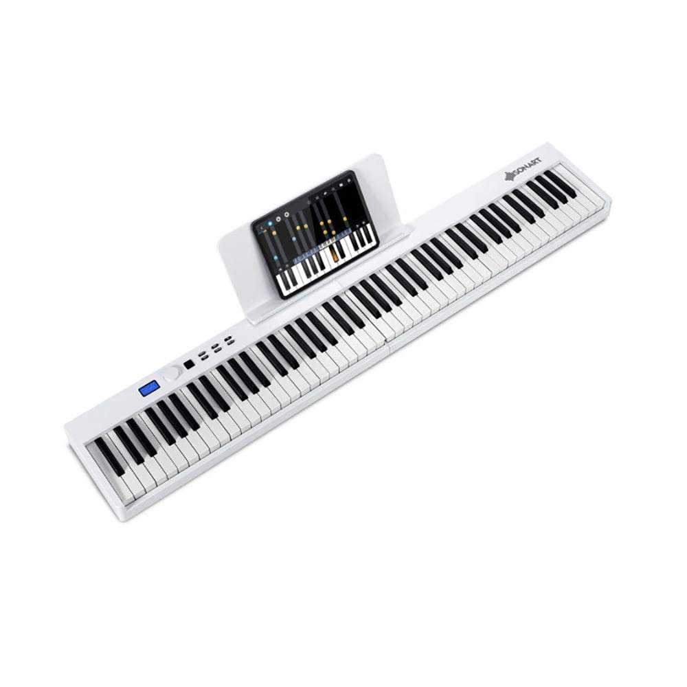 Spaco 88-Key Foldable Digital Piano, Digital Piano with MIDI and Wireless BT, Christmas Birthday Gift for Boy and Girl 3-8 Years Old, White