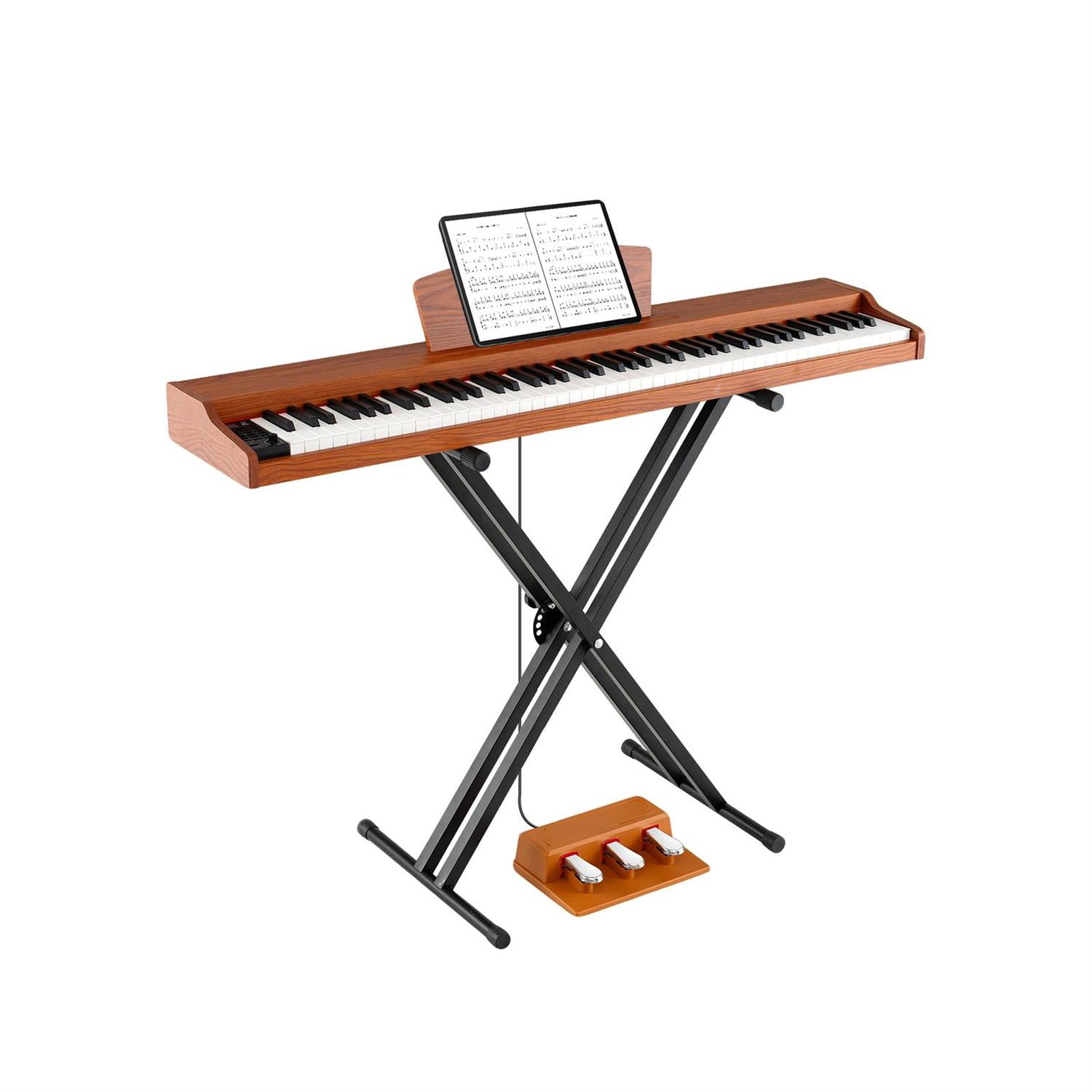 Spaco 88-Key Keyboard Piano Set with Adjustable Stand, 800 Timbres & 600 Rhythms for Home & Stage, Black