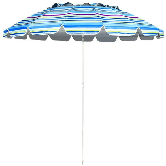 Spaco 8FT Portable Beach Umbrella with Sand Anchor and Tilt Mechanism for Garden and Patio-Blue, Patio Offset Umbrella with Easy Tilt Adjustment, Outdoor Cantilever Hanging Umbrella