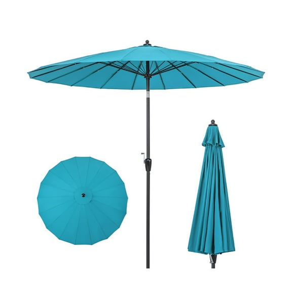 Spaco 9 Feet Round Patio Umbrella with 18 Fiberglass Ribs-Turquoise, Patio Offset Umbrella with Easy Tilt Adjustment, Outdoor Cantilever Hanging Umbrella
