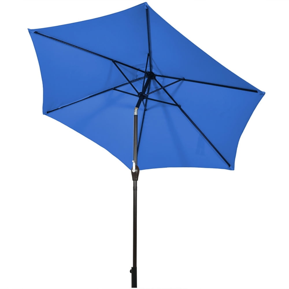 Spaco 9 ft Outdoor Market Patio Table Umbrella Push Button Tilt Crank Lift-Blue, Patio Offset Umbrella with Easy Tilt Adjustment, Outdoor Cantilever Hanging Umbrella, Sunshade Umbrella Canopy